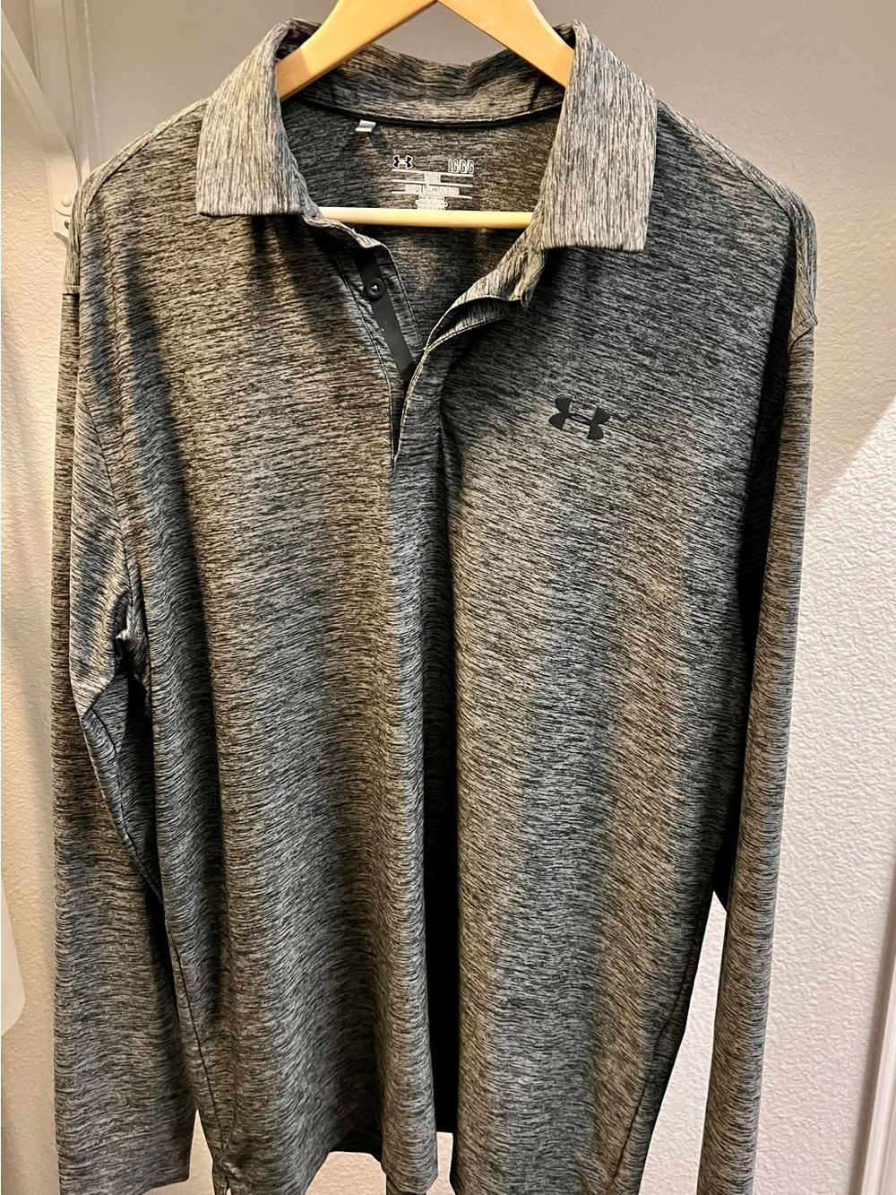 Under Armour Men's Long Sleeve Heathered (black/white) Polo